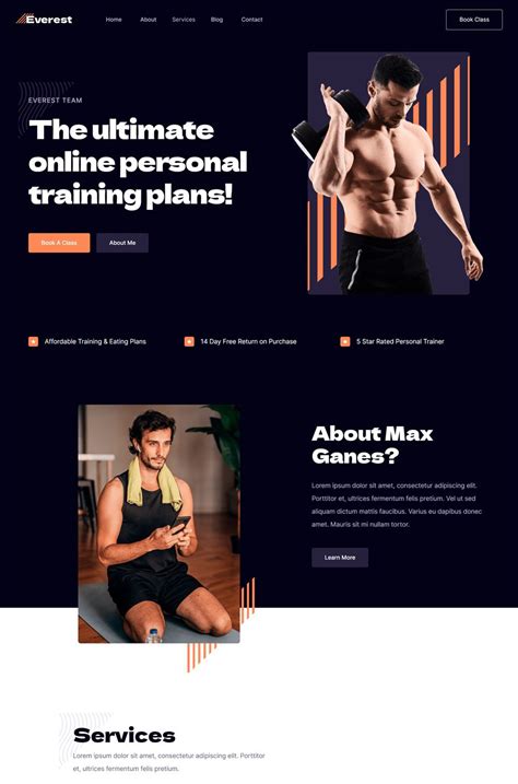 best personal trainer website design.